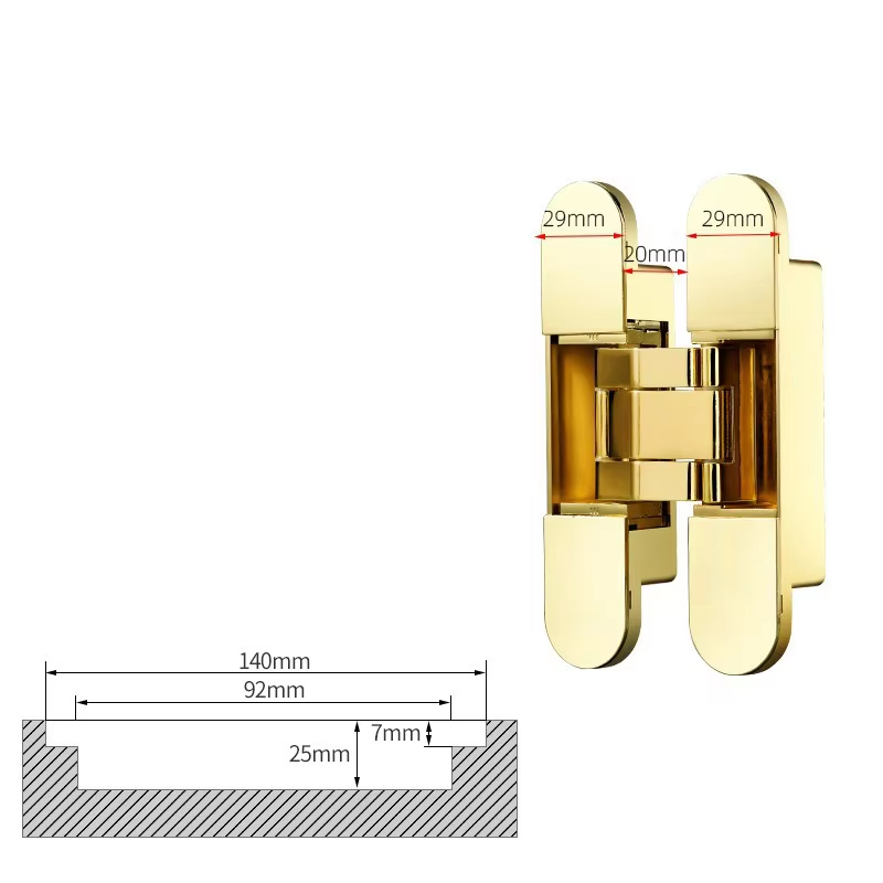 Hot selling easy to install durable zinc alloy concealed 4d gate hinges heavy duty wooden door hinge