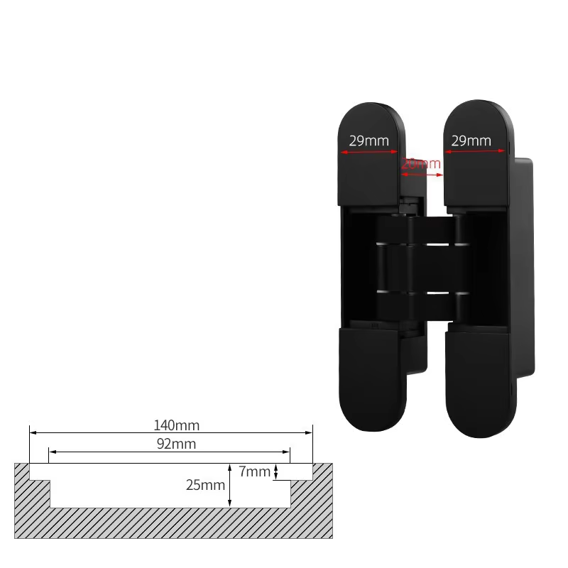 Hot selling easy to install durable zinc alloy concealed 4d gate hinges heavy duty wooden door hinge