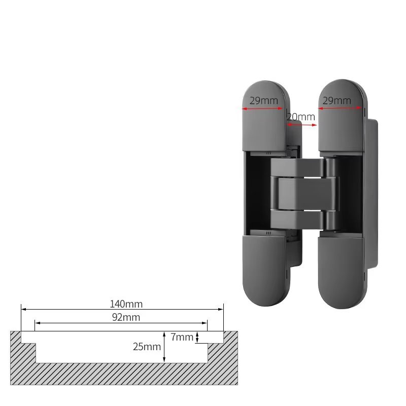 Hot selling easy to install durable zinc alloy concealed 4d gate hinges heavy duty wooden door hinge