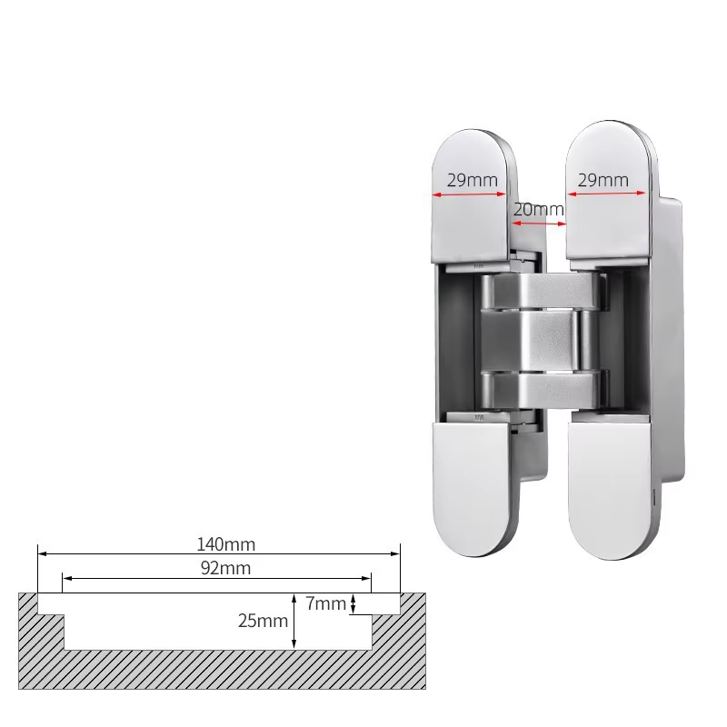 Hot selling easy to install durable zinc alloy concealed 4d gate hinges heavy duty wooden door hinge