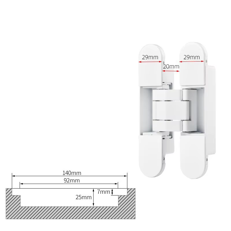 Hot selling easy to install durable zinc alloy concealed 4d gate hinges heavy duty wooden door hinge